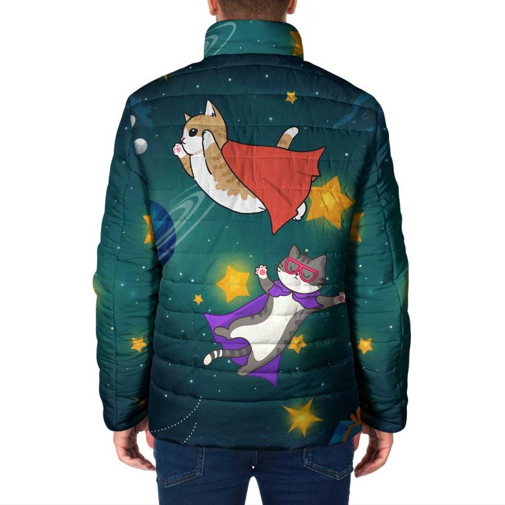 Cat Galaxy Christmas Padded Jacket Xmas Holiday Patterns - Wonder Print Shop