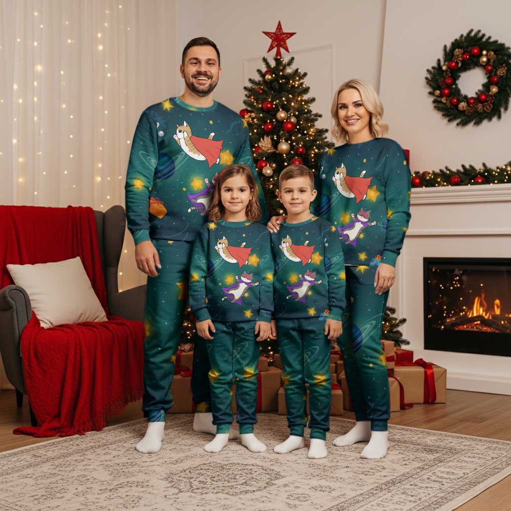 Cat Galaxy Christmas Pajama Set Xmas Holiday Patterns - Wonder Print Shop