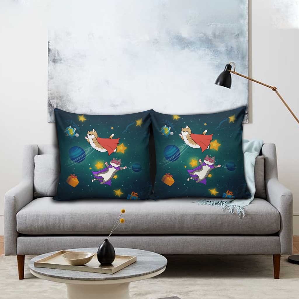 Cat Galaxy Christmas Pillow Cover Xmas Holiday Patterns - Wonder Print Shop