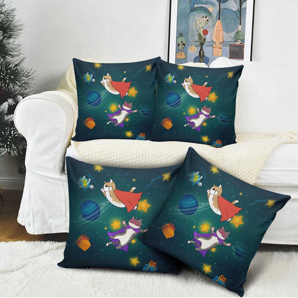 Cat Galaxy Christmas Pillow Cover Xmas Holiday Patterns - Wonder Print Shop