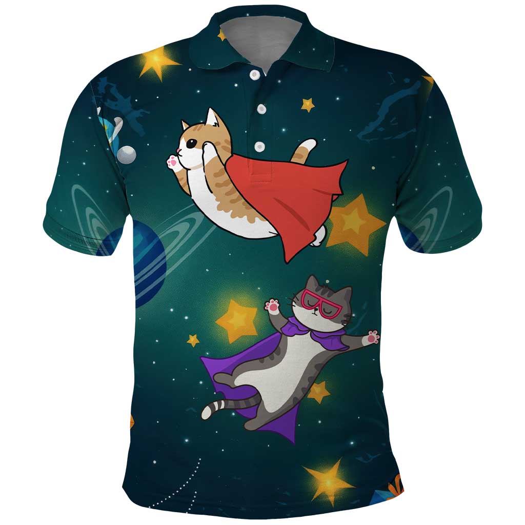 Cat Galaxy Christmas Polo Shirt Xmas Holiday Patterns - Wonder Print Shop