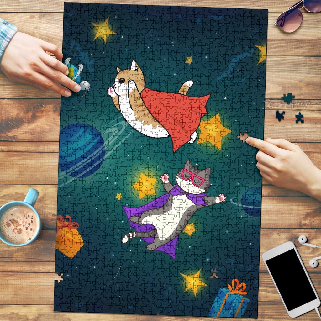 Cat Galaxy Christmas Puzzle Xmas Holiday Patterns - Wonder Print Shop