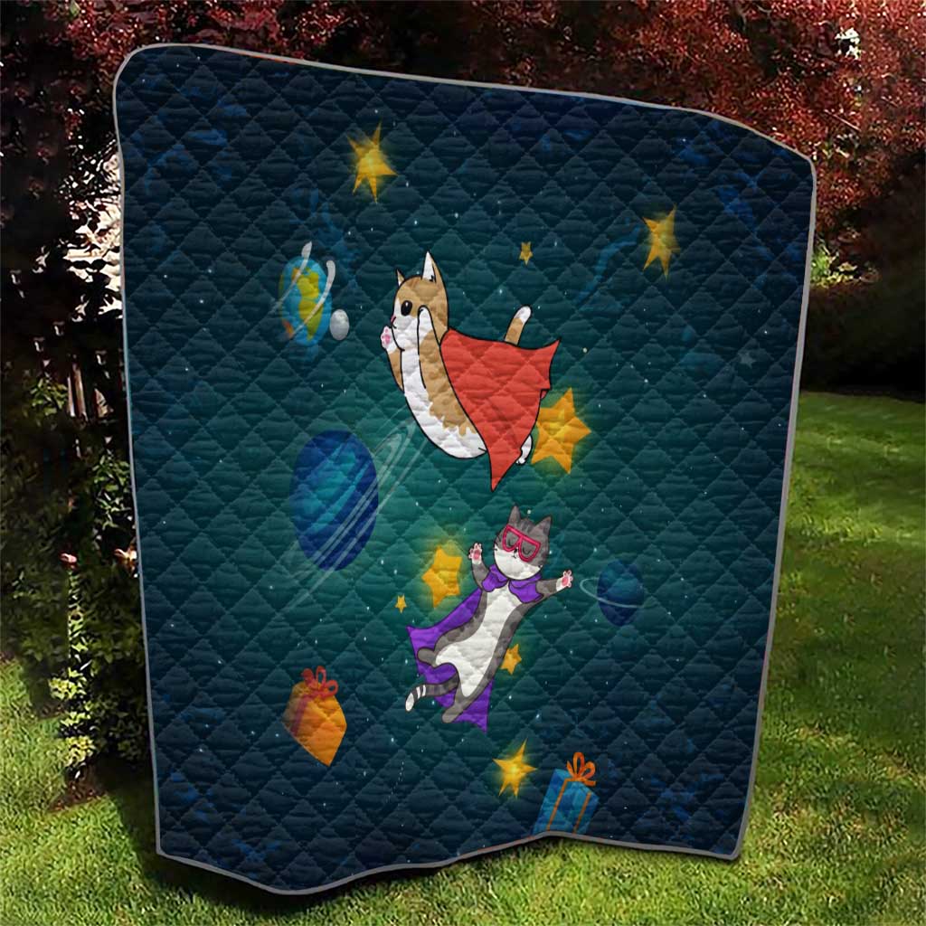 Cat Galaxy Christmas Quilt Xmas Holiday Patterns - Wonder Print Shop