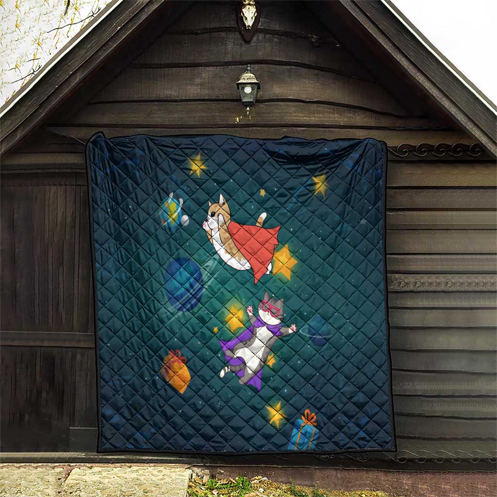 Cat Galaxy Christmas Quilt Xmas Holiday Patterns - Wonder Print Shop