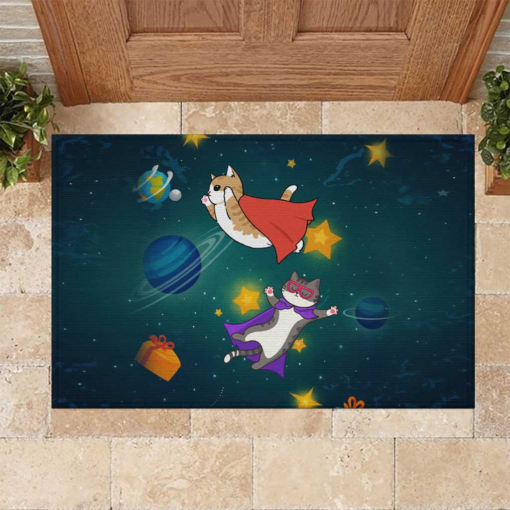 Cat Galaxy Christmas Rubber Doormat Xmas Holiday Patterns - Wonder Print Shop