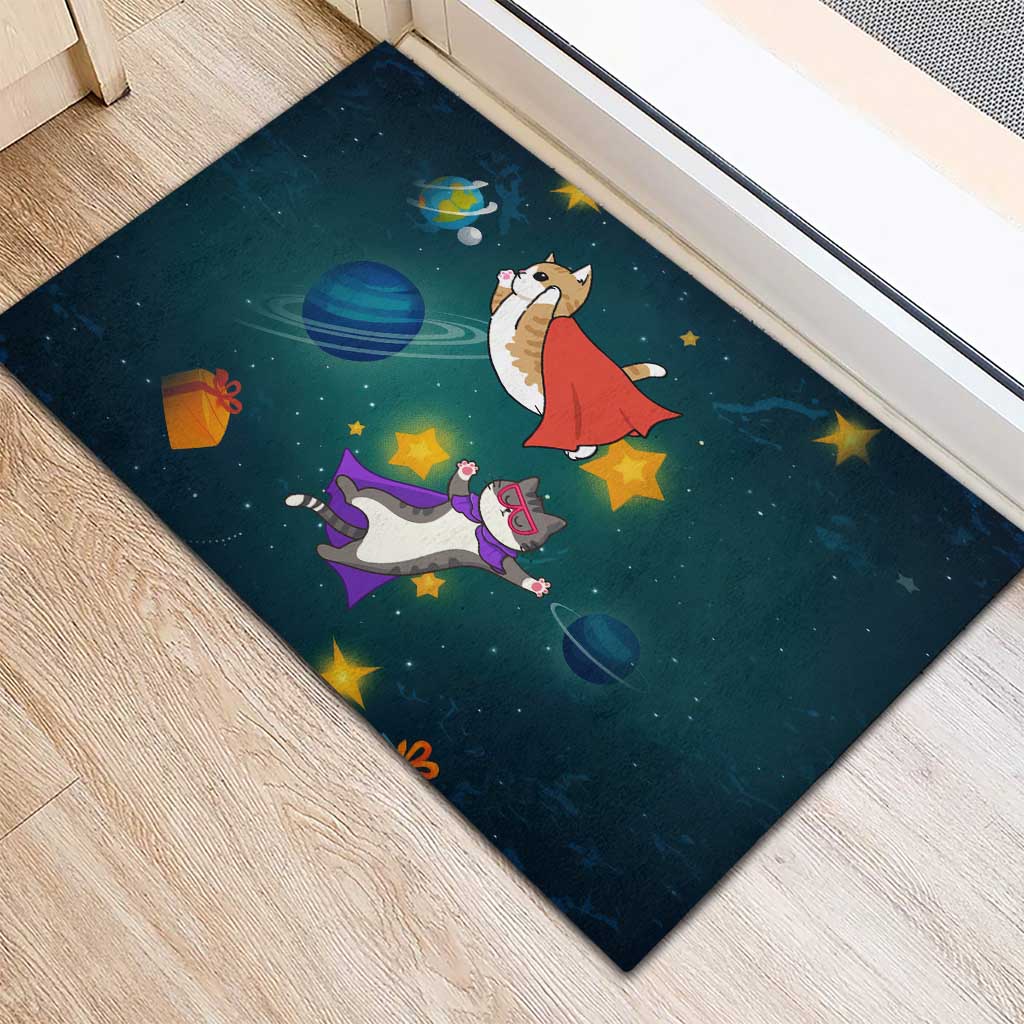 Cat Galaxy Christmas Rubber Doormat Xmas Holiday Patterns - Wonder Print Shop