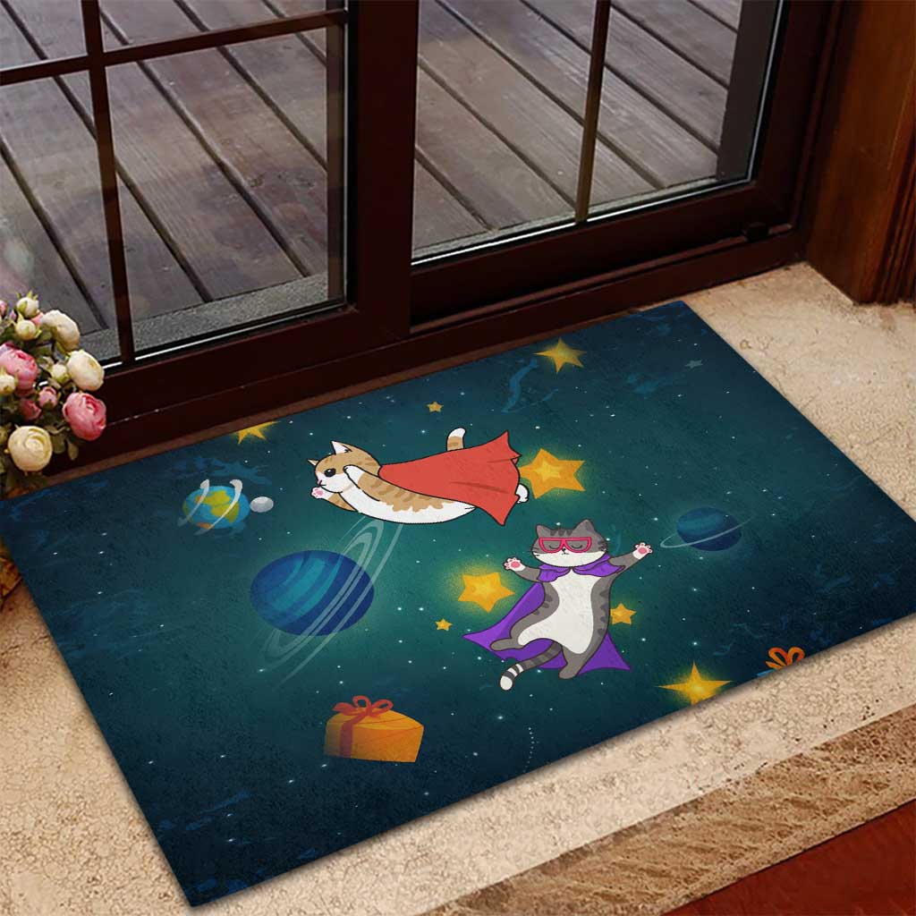 Cat Galaxy Christmas Rubber Doormat Xmas Holiday Patterns - Wonder Print Shop