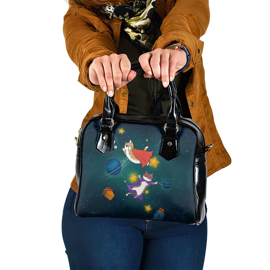 Cat Galaxy Christmas Shoulder Handbag Xmas Holiday Patterns - Wonder Print Shop