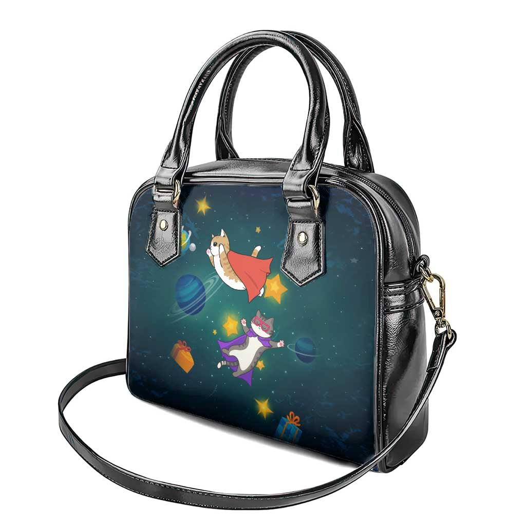 Cat Galaxy Christmas Shoulder Handbag Xmas Holiday Patterns - Wonder Print Shop