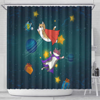 Cat Galaxy Christmas Shower Curtain Xmas Holiday Patterns - Wonder Print Shop