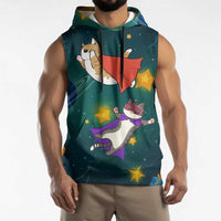Cat Galaxy Christmas Sleeveless Hoodie Xmas Holiday Patterns - Wonder Print Shop
