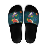 Cat Galaxy Christmas Slide Sandals Xmas Holiday Patterns - Wonder Print Shop