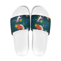 Cat Galaxy Christmas Slide Sandals Xmas Holiday Patterns - Wonder Print Shop