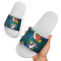 Cat Galaxy Christmas Slide Sandals Xmas Holiday Patterns - Wonder Print Shop
