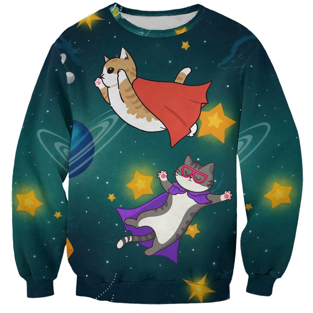 Cat Galaxy Christmas Sweatshirt Xmas Holiday Patterns - Wonder Print Shop