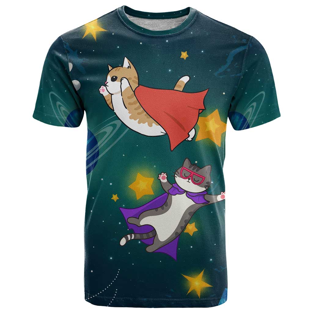 Cat Galaxy Christmas T Shirt Xmas Holiday Patterns - Wonder Print Shop