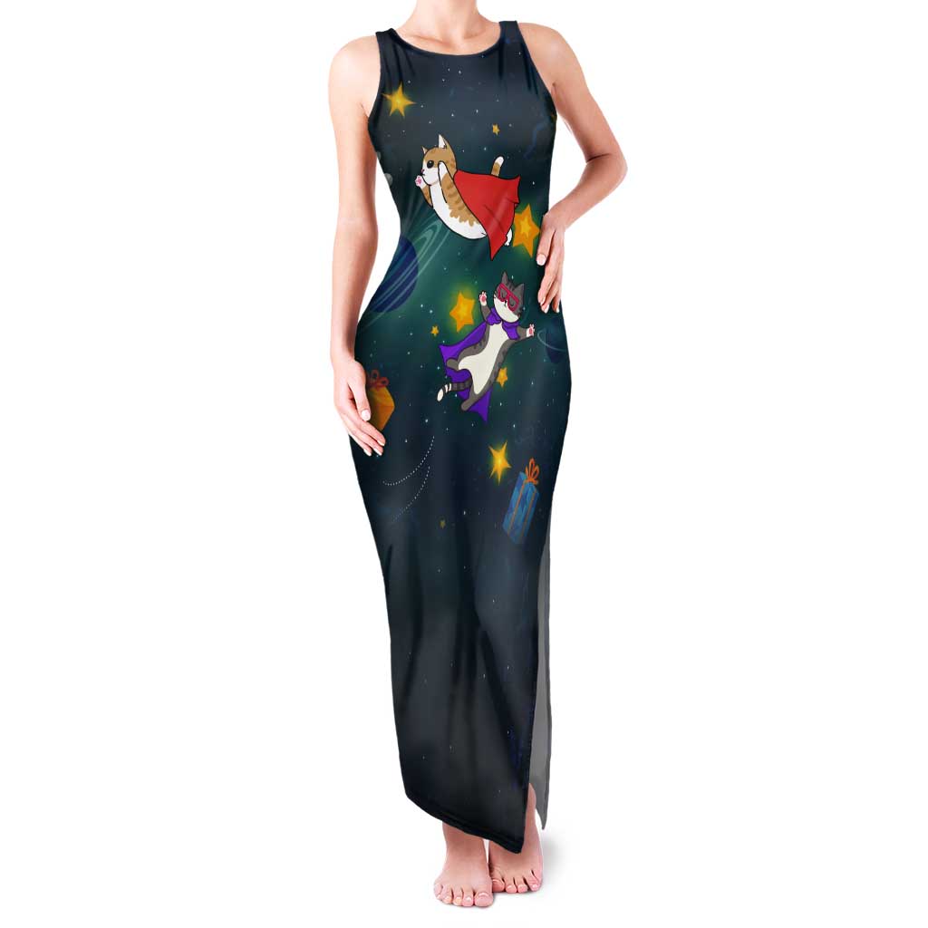 Cat Galaxy Christmas Tank Maxi Dress Xmas Holiday Patterns - Wonder Print Shop