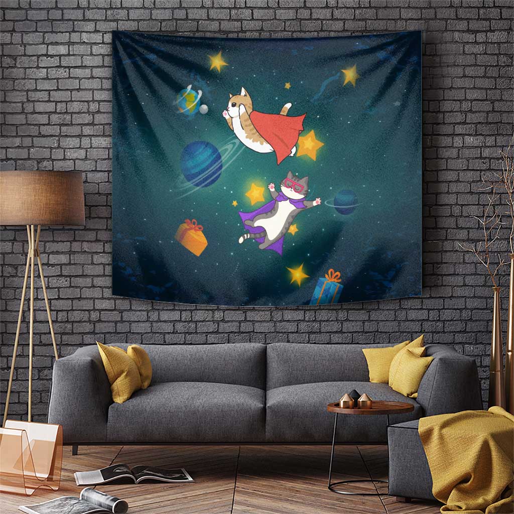 Cat Galaxy Christmas Tapestry Xmas Holiday Patterns - Wonder Print Shop