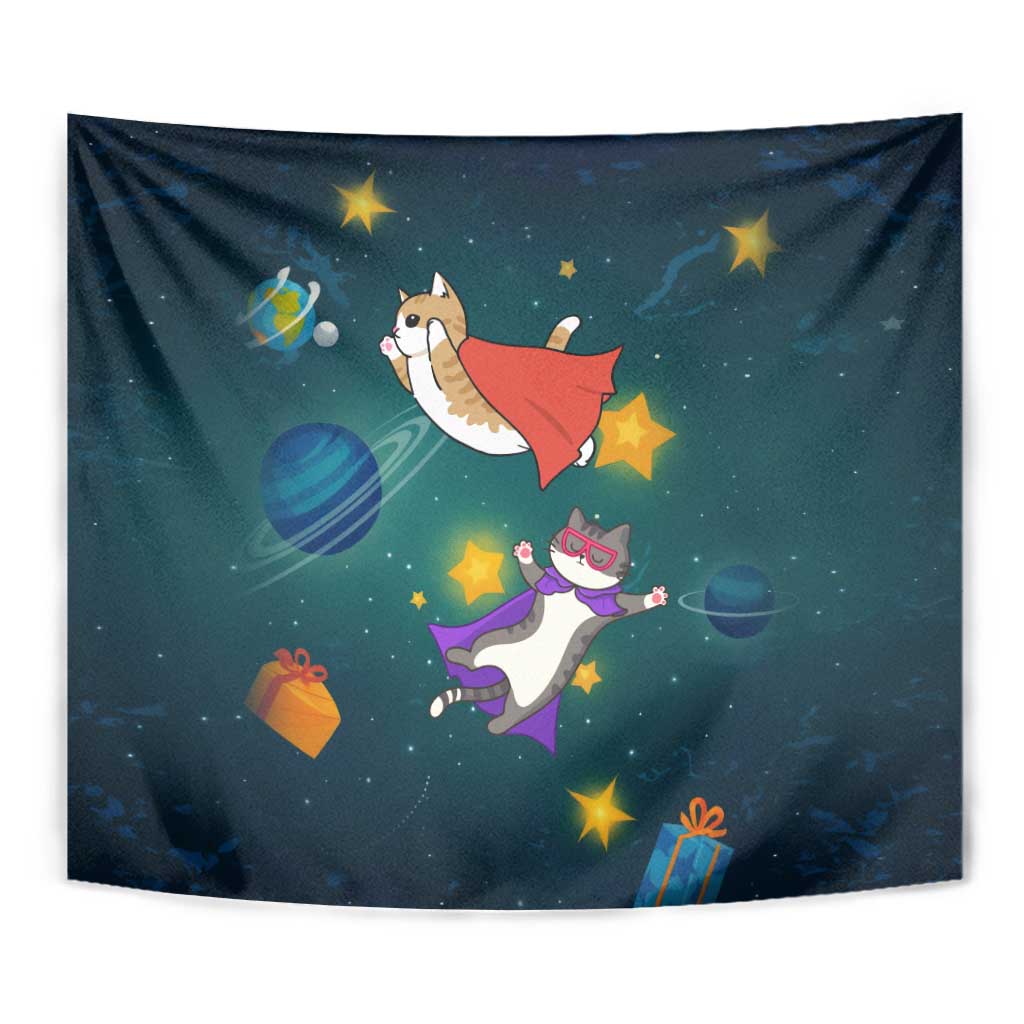 Cat Galaxy Christmas Tapestry Xmas Holiday Patterns - Wonder Print Shop