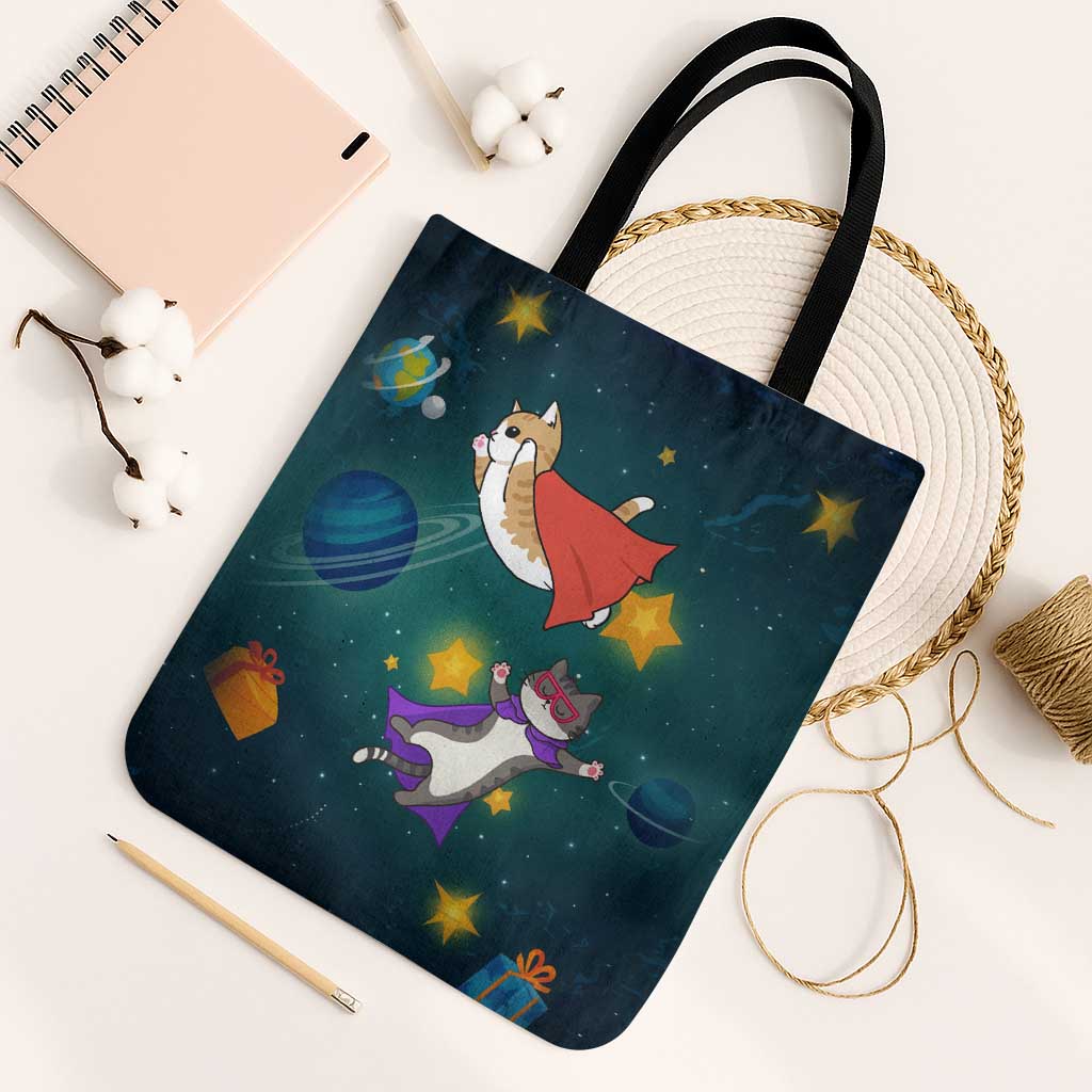 Cat Galaxy Christmas Tote Bag Xmas Holiday Patterns - Wonder Print Shop