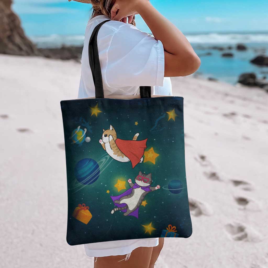 Cat Galaxy Christmas Tote Bag Xmas Holiday Patterns - Wonder Print Shop