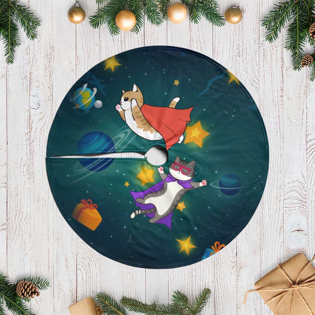 Cat Galaxy Christmas Tree Skirt Xmas Holiday Patterns - Wonder Print Shop