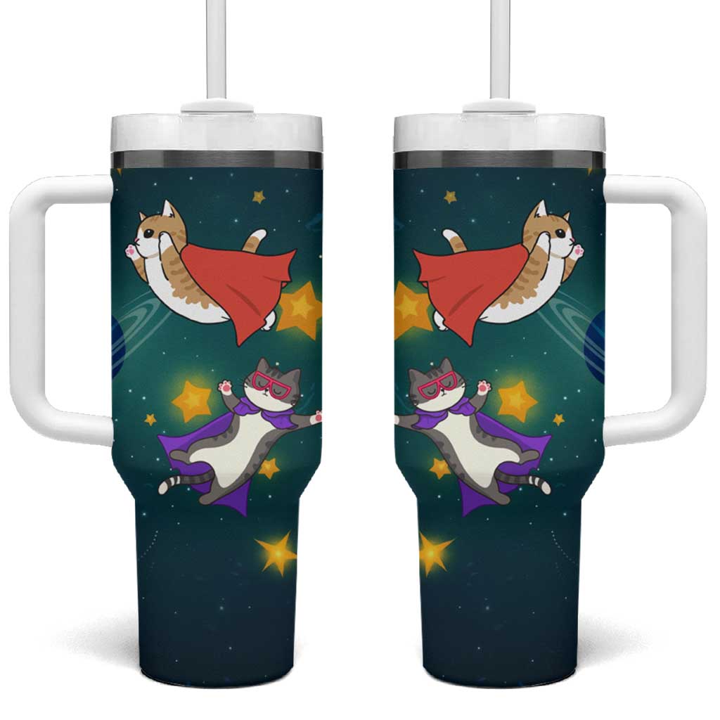 Cat Galaxy Christmas Tumbler With Handle Xmas Holiday Patterns - Wonder Print Shop