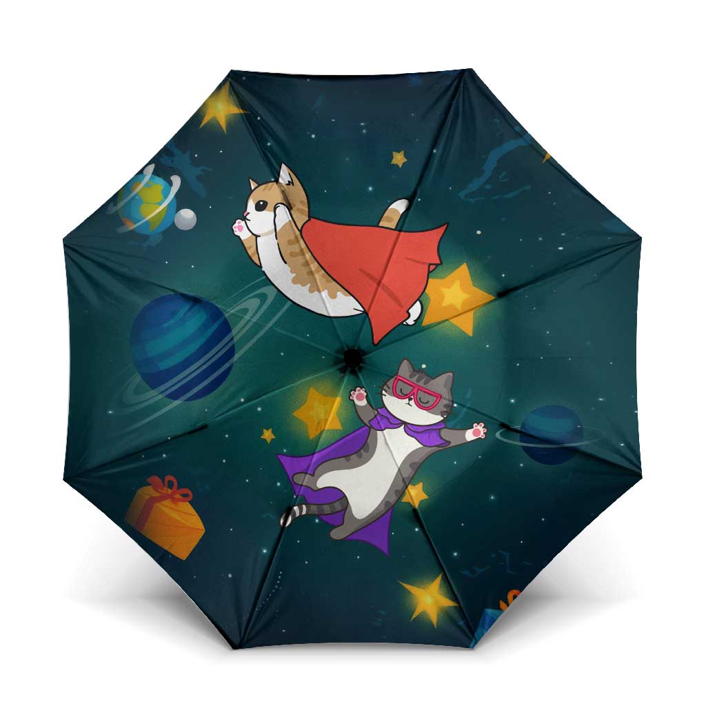 Cat Galaxy Christmas Umbrella Xmas Holiday Patterns - Wonder Print Shop