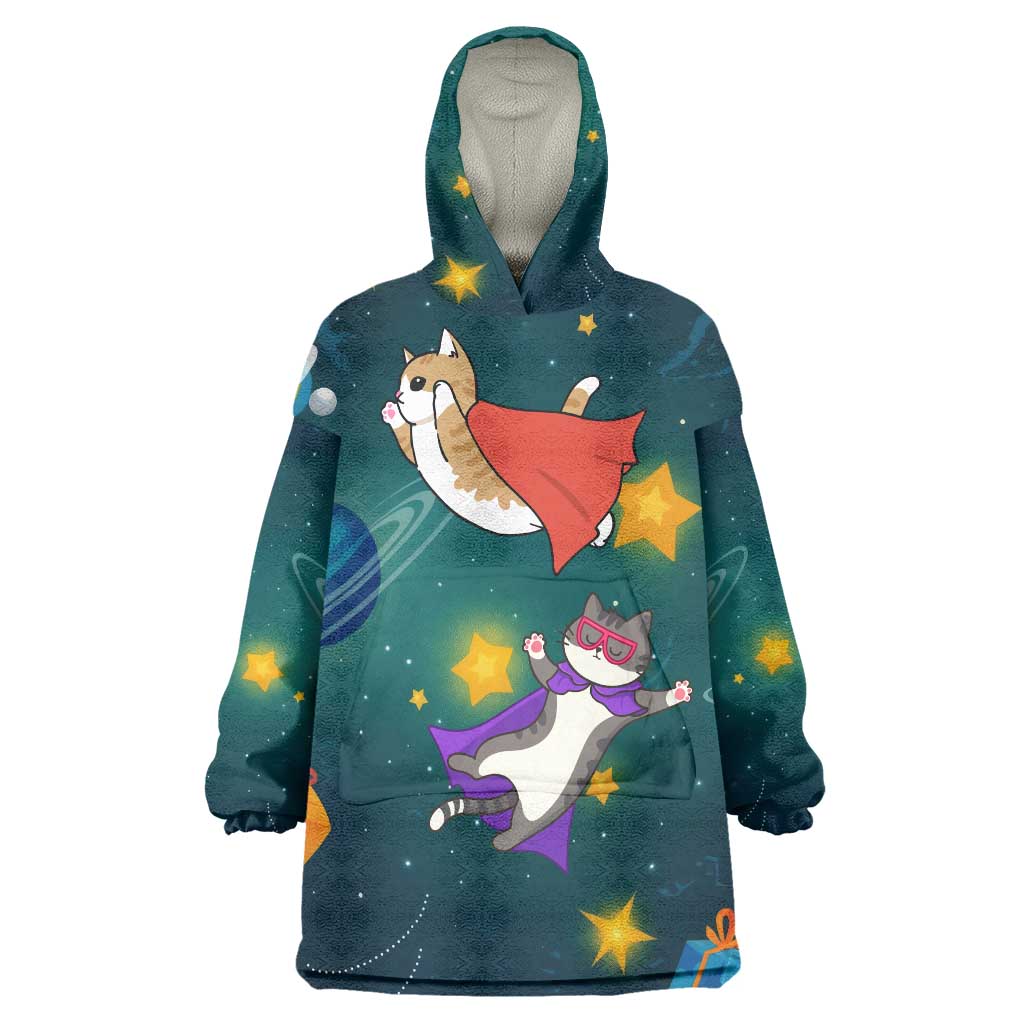Cat Galaxy Christmas Wearable Blanket Hoodie Xmas Holiday Patterns - Wonder Print Shop