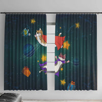 Cat Galaxy Christmas Window Curtain Xmas Holiday Patterns - Wonder Print Shop