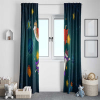 Cat Galaxy Christmas Window Curtain Xmas Holiday Patterns - Wonder Print Shop