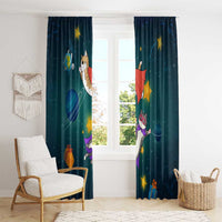 Cat Galaxy Christmas Window Curtain Xmas Holiday Patterns - Wonder Print Shop