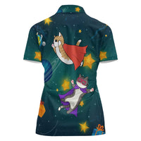 Cat Galaxy Christmas Women Polo Shirt Xmas Holiday Patterns - Wonder Print Shop
