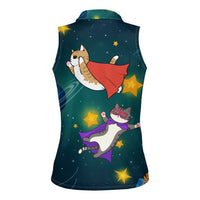Cat Galaxy Christmas Women Sleeveless Polo Shirt Xmas Holiday Patterns - Wonder Print Shop