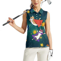 Cat Galaxy Christmas Women Sleeveless Polo Shirt Xmas Holiday Patterns - Wonder Print Shop