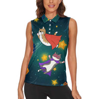 Cat Galaxy Christmas Women Sleeveless Polo Shirt Xmas Holiday Patterns - Wonder Print Shop