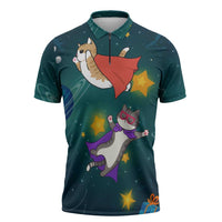Cat Galaxy Christmas Zipper Polo Shirt Xmas Holiday Patterns - Wonder Print Shop