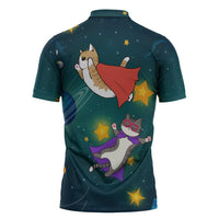 Cat Galaxy Christmas Zipper Polo Shirt Xmas Holiday Patterns - Wonder Print Shop