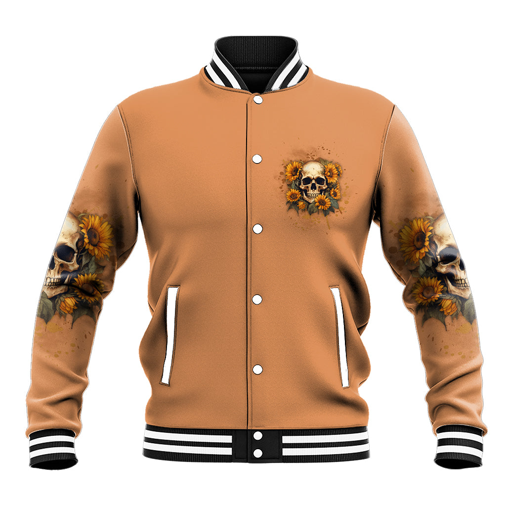 She Is Sunshine Sunflower Skull Baseball Jacket - Wonder Print Shop