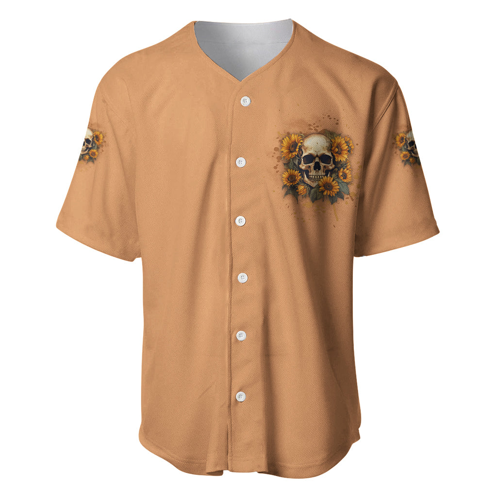 She Is Sunshine Sunflower Skull Baseball Jersey - Wonder Print Shop