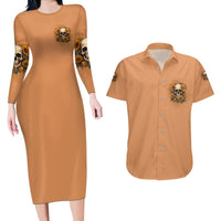 She Is Sunshine Sunflower Skull Couples Matching Long Sleeve Bodycon Dress and Hawaiian Shirt - Wonder Print Shop