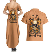 She Is Sunshine Sunflower Skull Couples Matching Summer Maxi Dress and Hawaiian Shirt - Wonder Print Shop