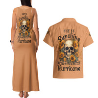 She Is Sunshine Sunflower Skull Couples Matching Tank Maxi Dress and Hawaiian Shirt - Wonder Print Shop