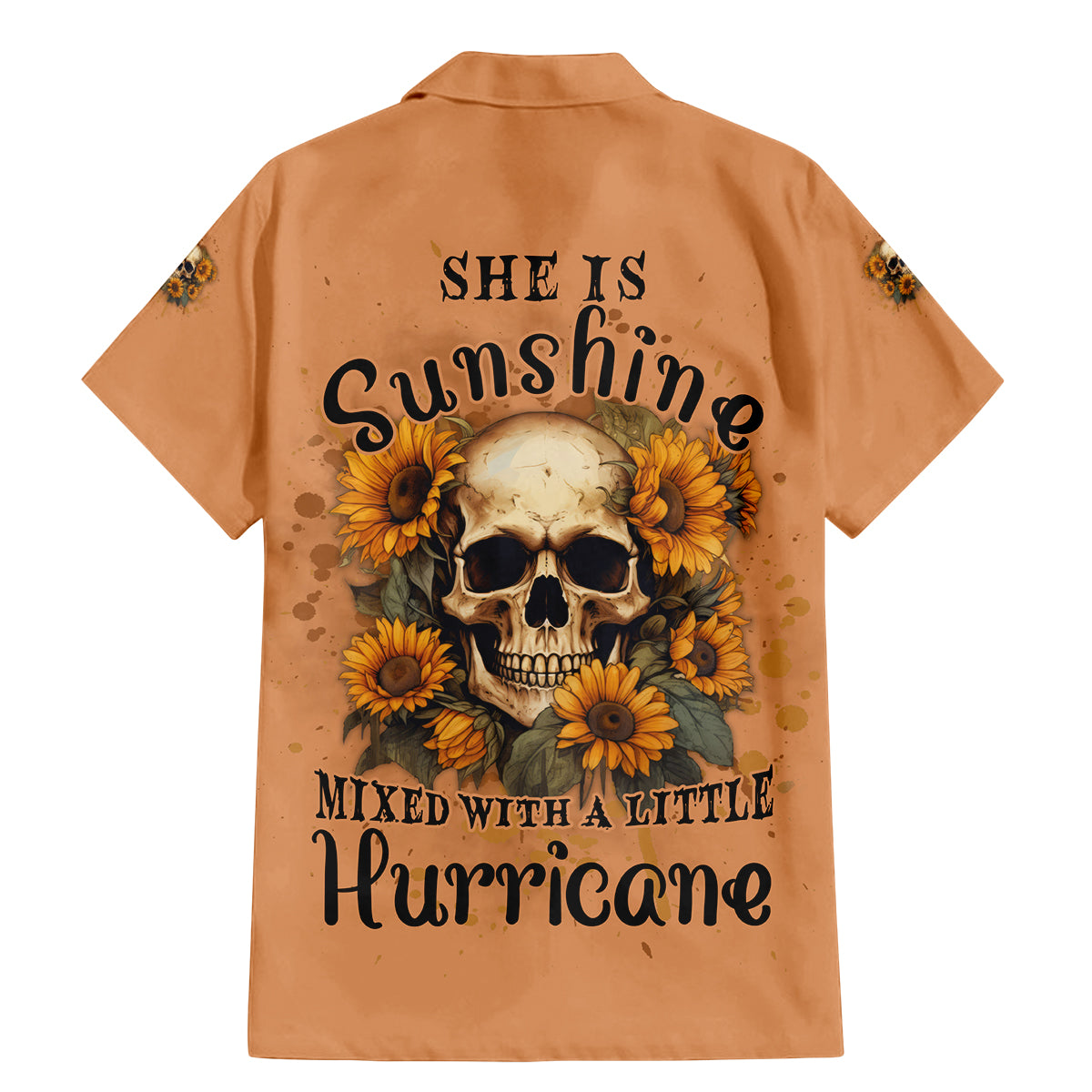 She Is Sunshine Sunflower Skull Family Matching Mermaid Dress and Hawaiian Shirt - Wonder Print Shop