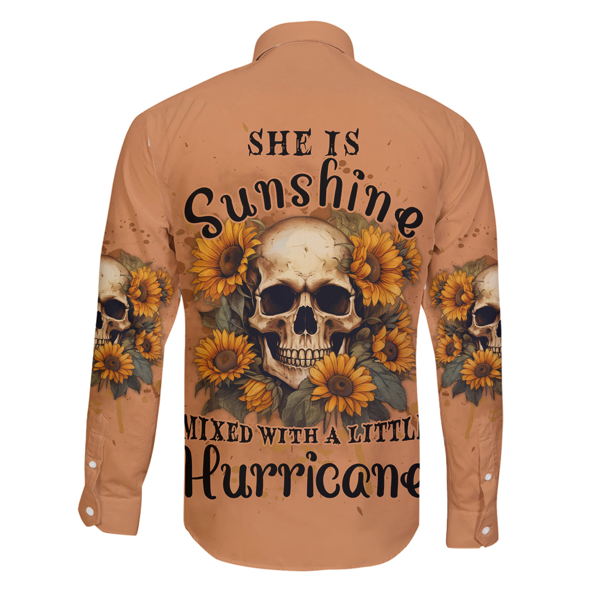 She Is Sunshine Sunflower Skull Family Matching Mermaid Dress and Hawaiian Shirt - Wonder Print Shop