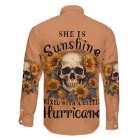 She Is Sunshine Sunflower Skull Family Matching Mermaid Dress and Hawaiian Shirt - Wonder Print Shop