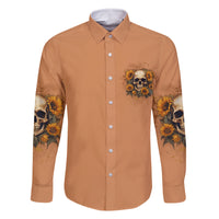 She Is Sunshine Sunflower Skull Family Matching Off Shoulder Long Sleeve Dress and Hawaiian Shirt - Wonder Print Shop