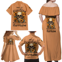 She Is Sunshine Sunflower Skull Family Matching Off Shoulder Maxi Dress and Hawaiian Shirt - Wonder Print Shop