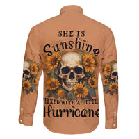 She Is Sunshine Sunflower Skull Family Matching Short Sleeve Bodycon Dress and Hawaiian Shirt - Wonder Print Shop