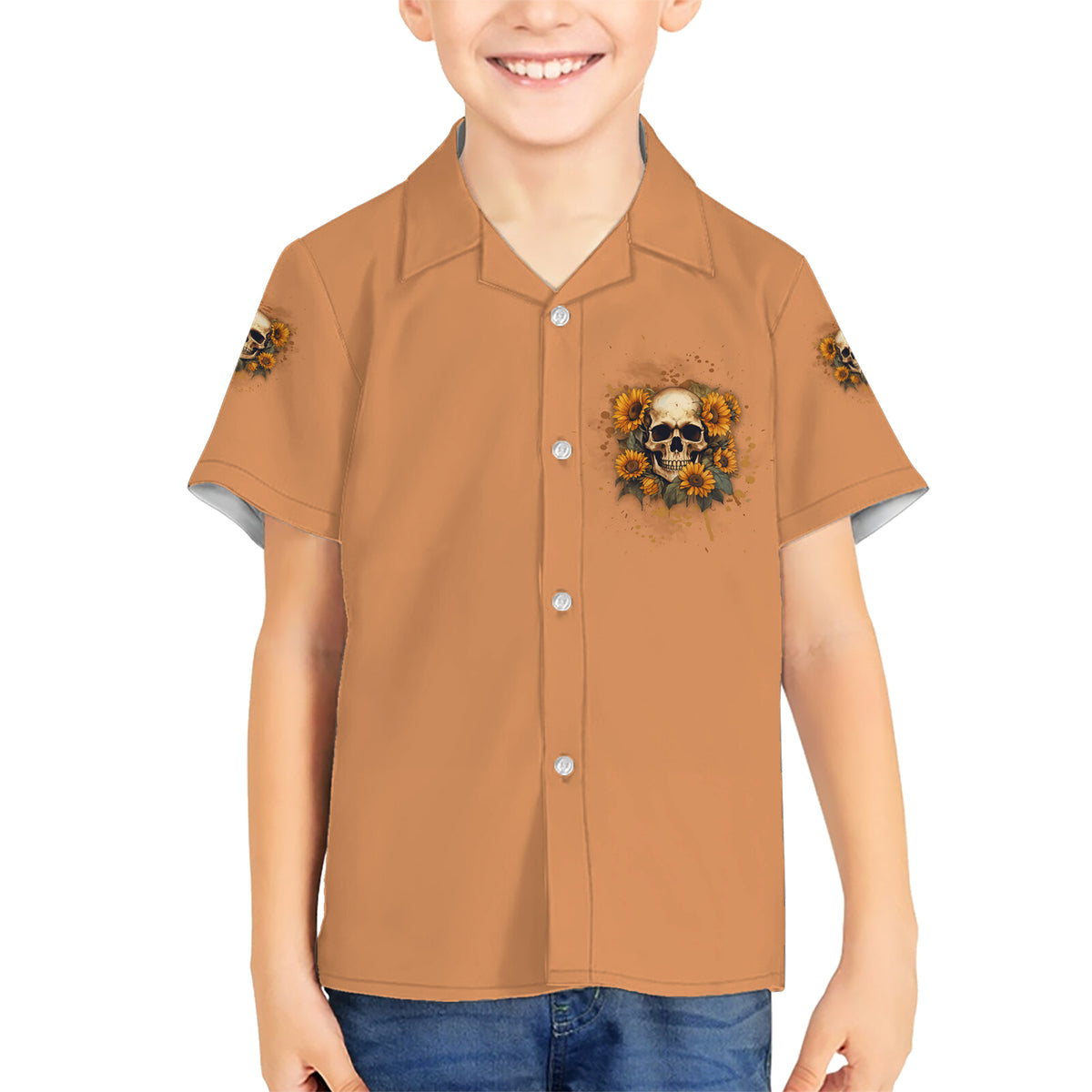 She Is Sunshine Sunflower Skull Hawaiian Shirt - Wonder Print Shop